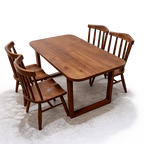 Elegant Solid Wood 4 Seater Dining Table Set with Chair
