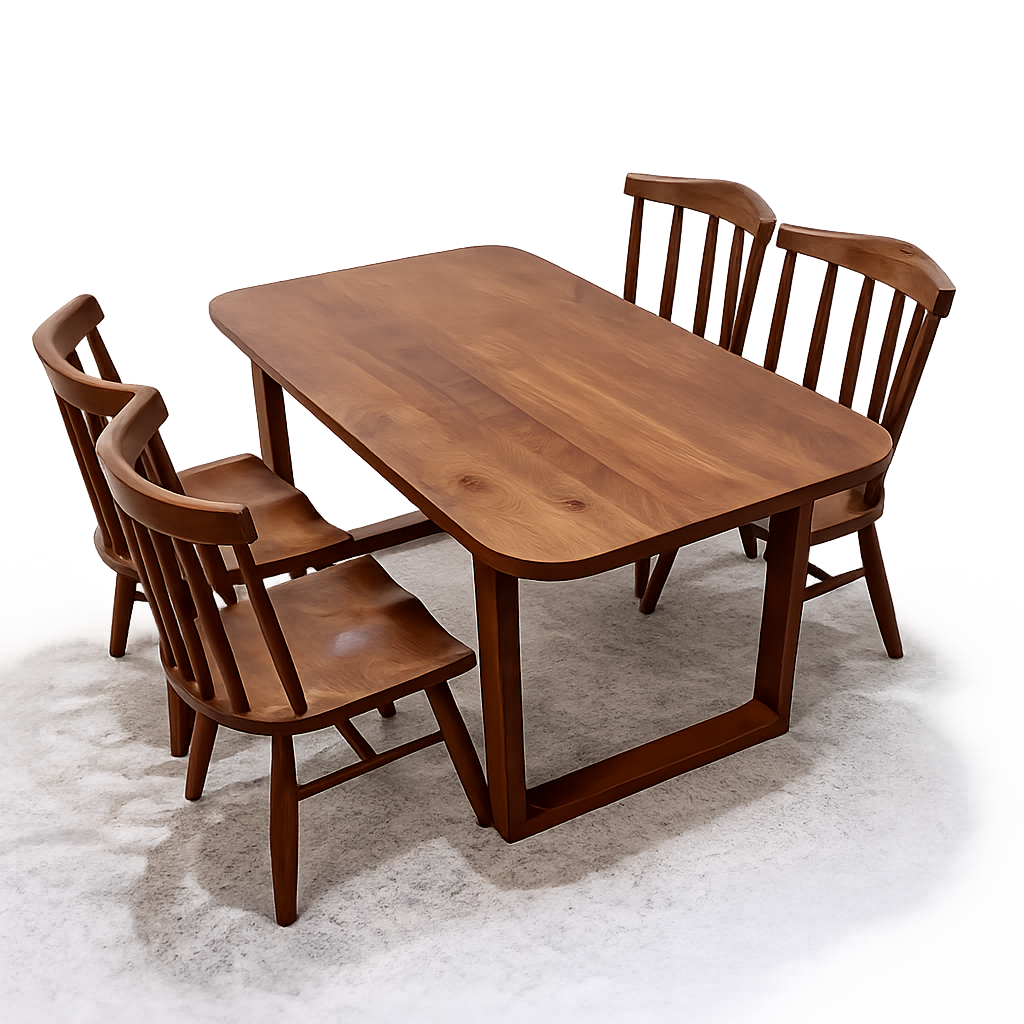 Solid Wood 4 Seater Dining Set Finish Detail | Mamta Handicraft