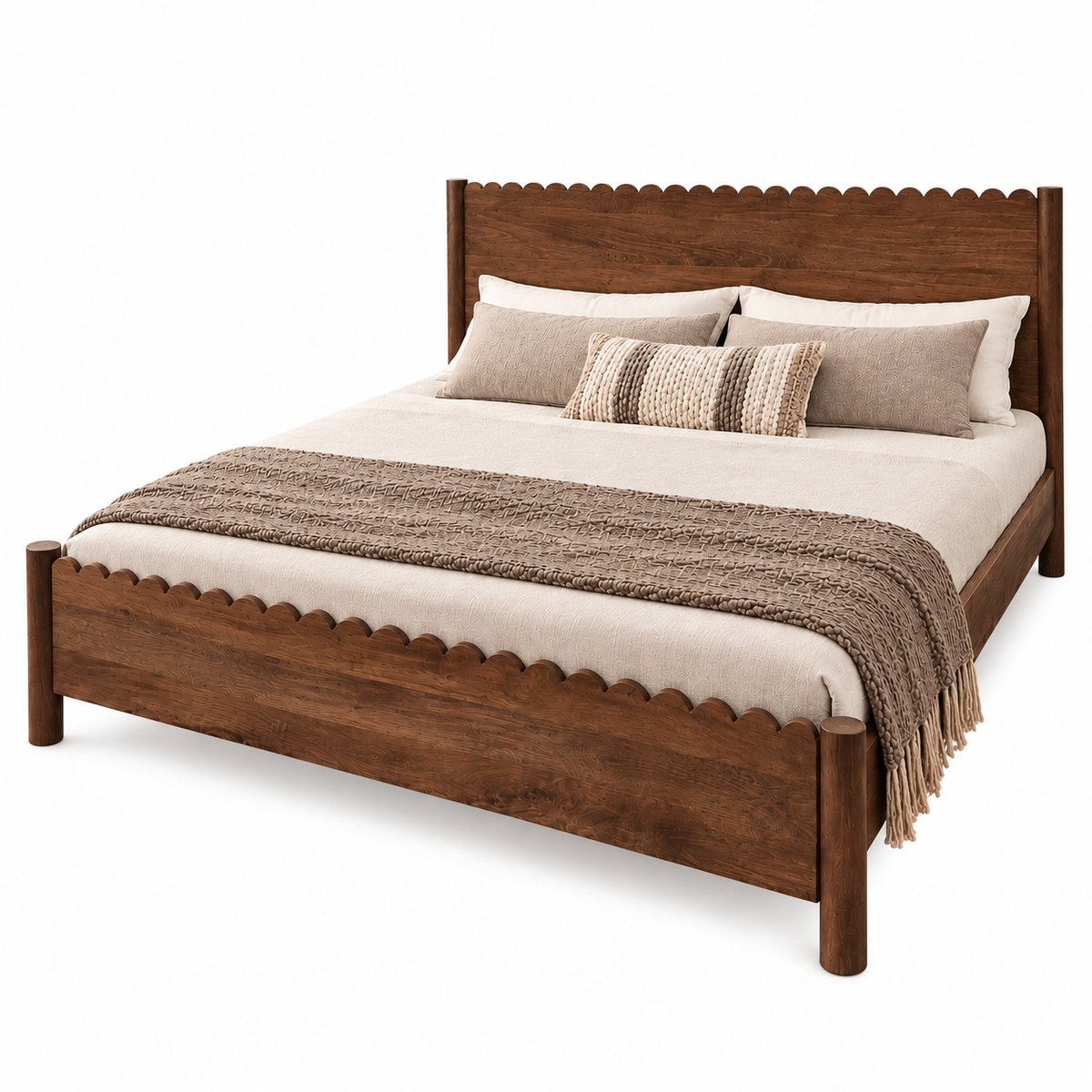 Indiana Scalloped Edge Solid Wood Elegant Bed
