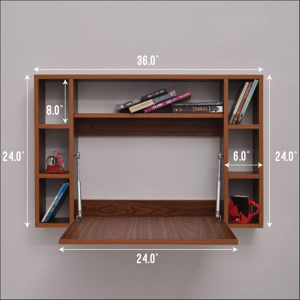 SleepX Work from Home (WFH) Wood Finish Wall Mounted Desk (Brown)