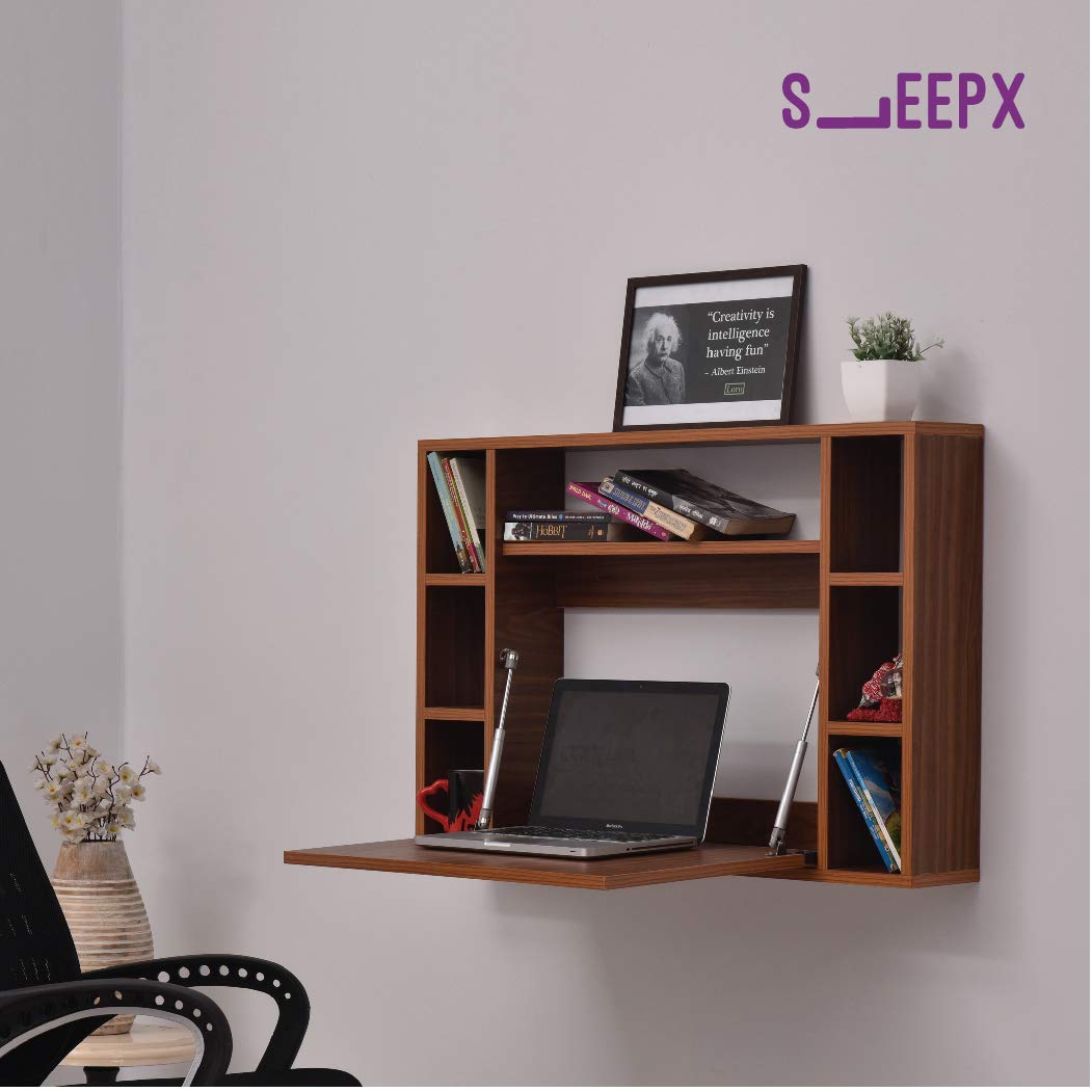 SleepX Work from Home (WFH) Wood Finish Wall Mounted Desk (Brown)