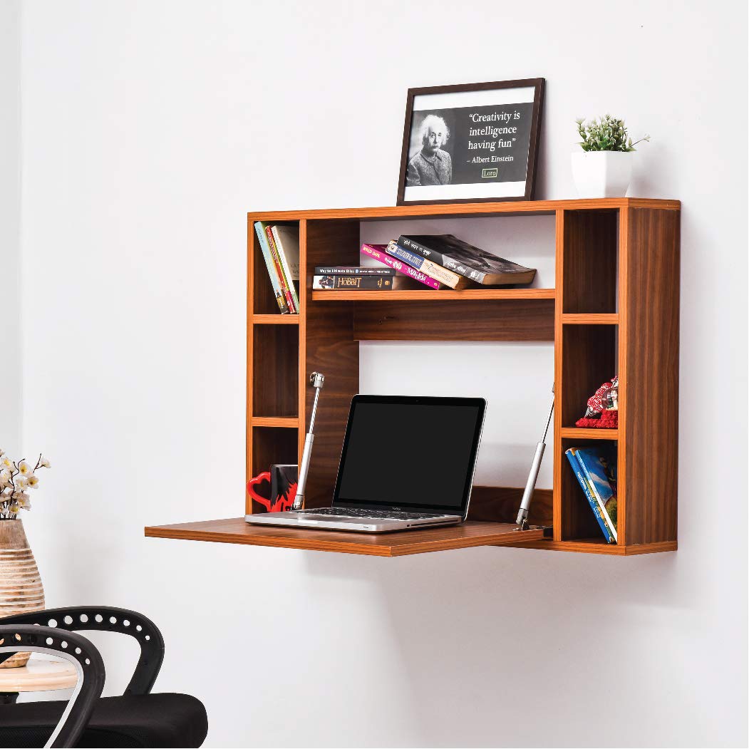 SleepX Work from Home (WFH) Wood Finish Wall Mounted Desk (Brown)