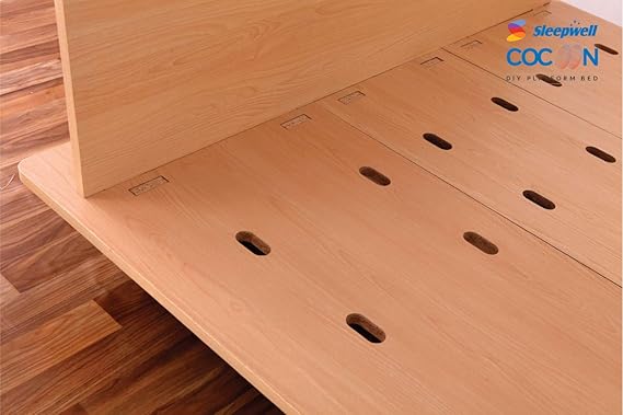 Sleepwell Queen Engineered Wood Platform Bed with Storage - (Oak)