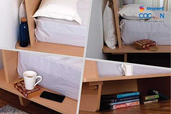 Sleepwell Queen Engineered Wood Platform Bed with Storage - (Oak)