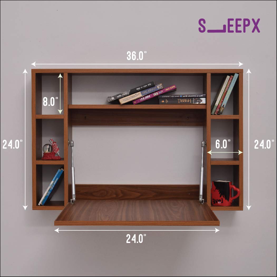 SleepX Work from Home (WFH) Wood Finish Wall Mounted Desk (Brown)