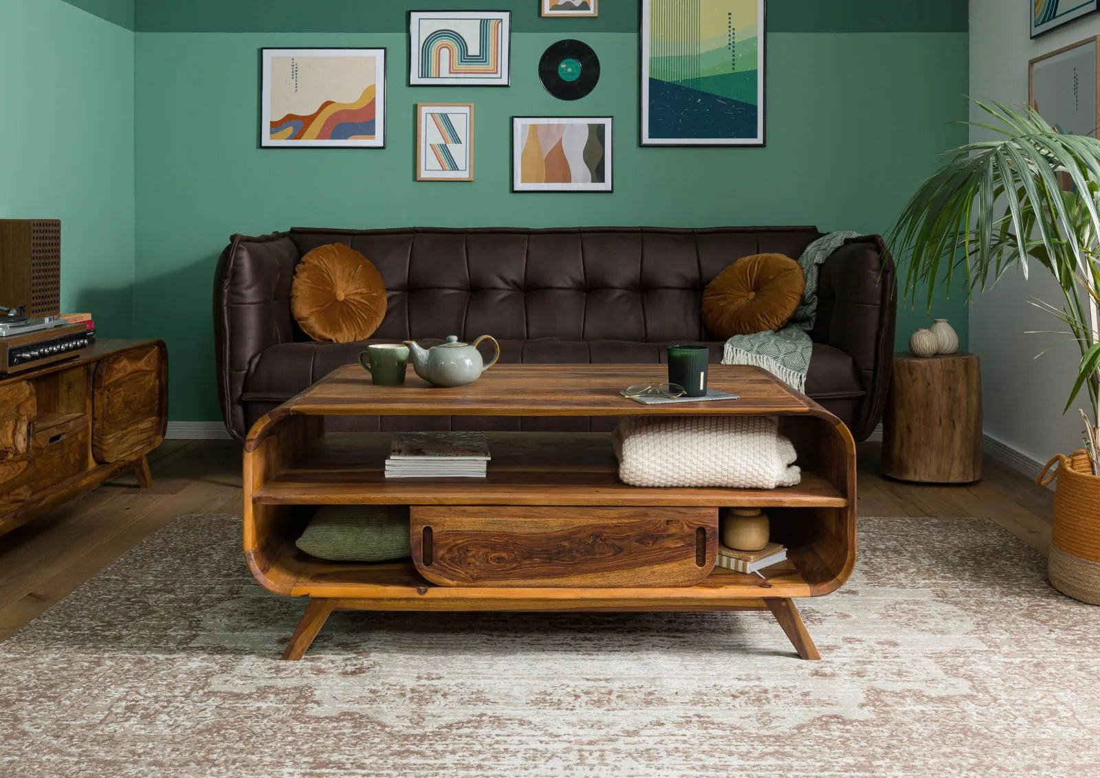 Marwar Solid Sheesham Wood Large Coffee Table with Storage | Mamta Handicraft