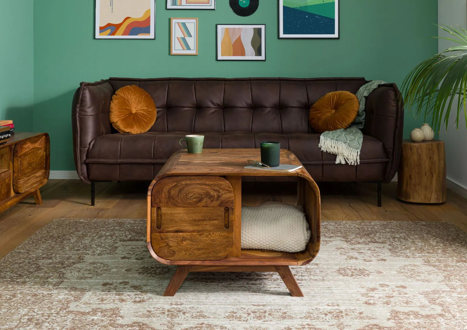 Mid-Century Sheesham Wood Storage Coffee Table | Mamta Handicraft