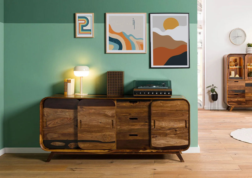 Mid-Century Sheesham Wood Sideboard Media Console | Mamta Handicraft