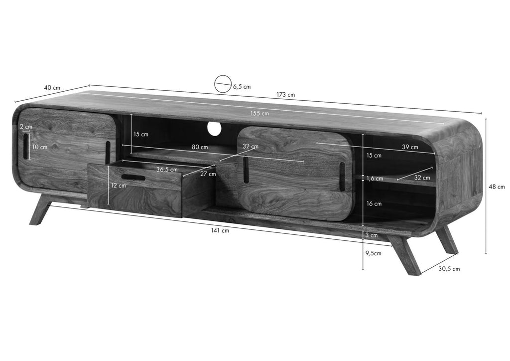 Mid-Century Sheesham Low Media Console Lifestyle | Mamta Handicraft