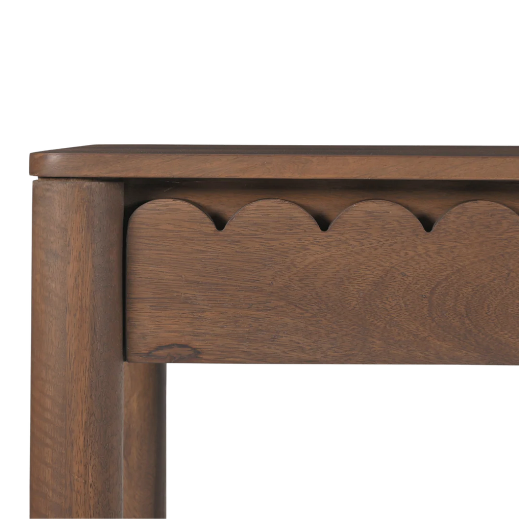 Indiana Scalloped Edge Solid Wood Console Table – Modern Minimalist Design
