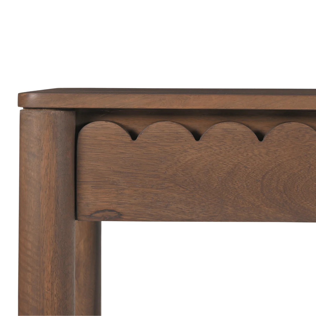 Indiana Scalloped Edge Solid Wood Console Table – Modern Minimalist Design