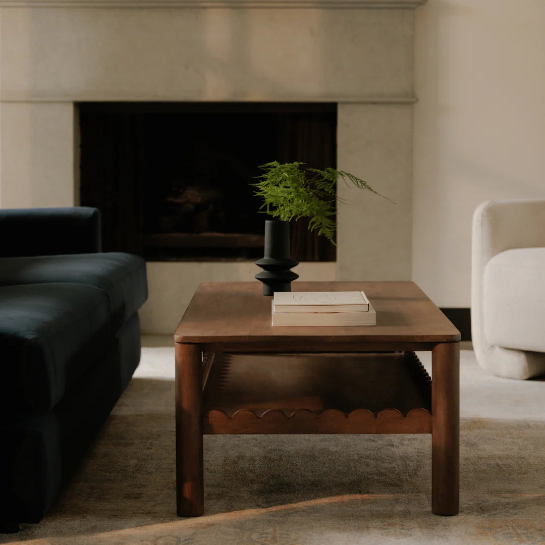 Indiana Scalloped Edge Solid Wood Coffee Table – Modern