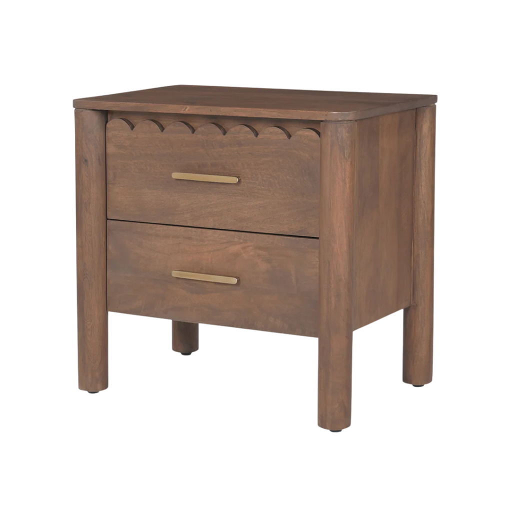 Indiana Scalloped Edge Solid Wood Bedside – Elegant Nightstand