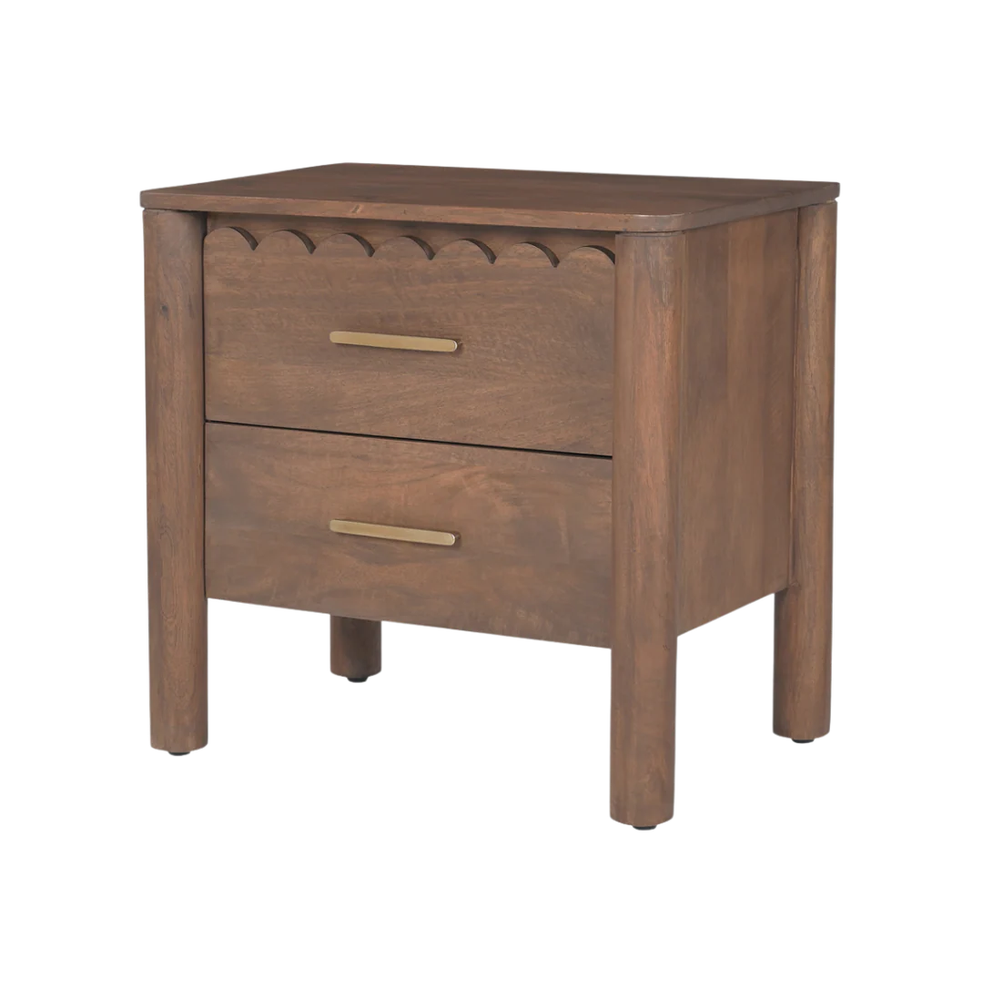 Indiana Scalloped Edge Solid Wood Bedside – Elegant Nightstand