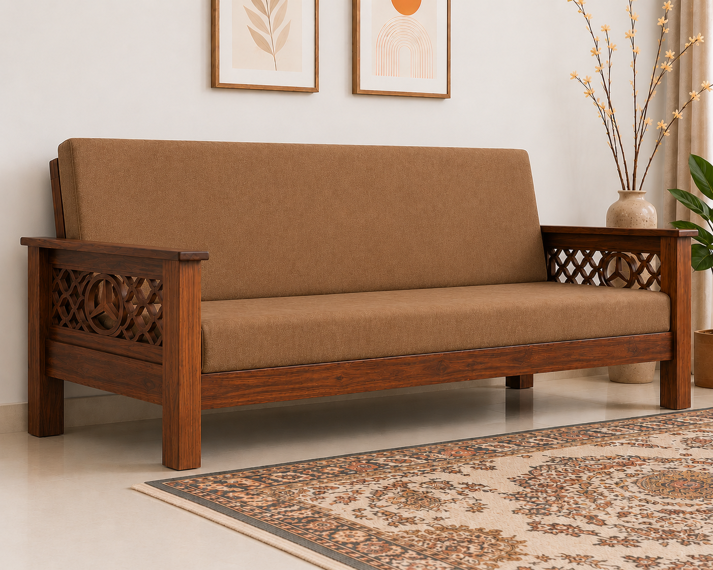 Elite Benz Solid Wood Sofa Front View | Mamta Handicraft