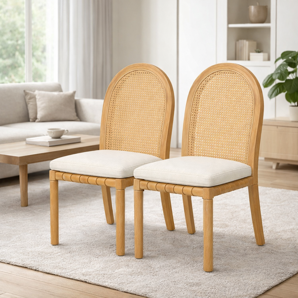 Valencia Rattan Oval Back Rattan Dining Chair Set of 2