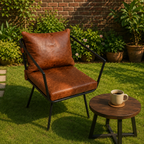 Modern Cognac Leather Lounge Chair