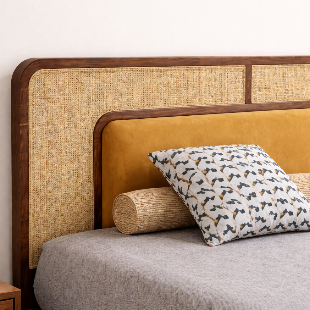 Mid-Century Cane Bed Bedroom | Mamta Handicraft
