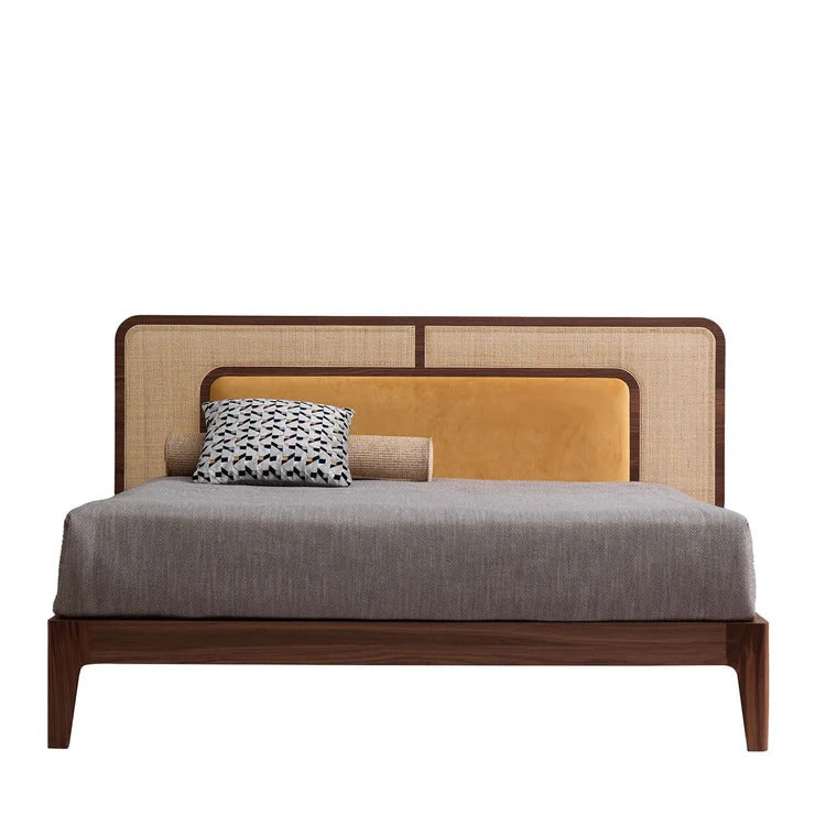 Mid-Century Wooden Bed Cane Headboard Lifestyle | Mamta Handicraft