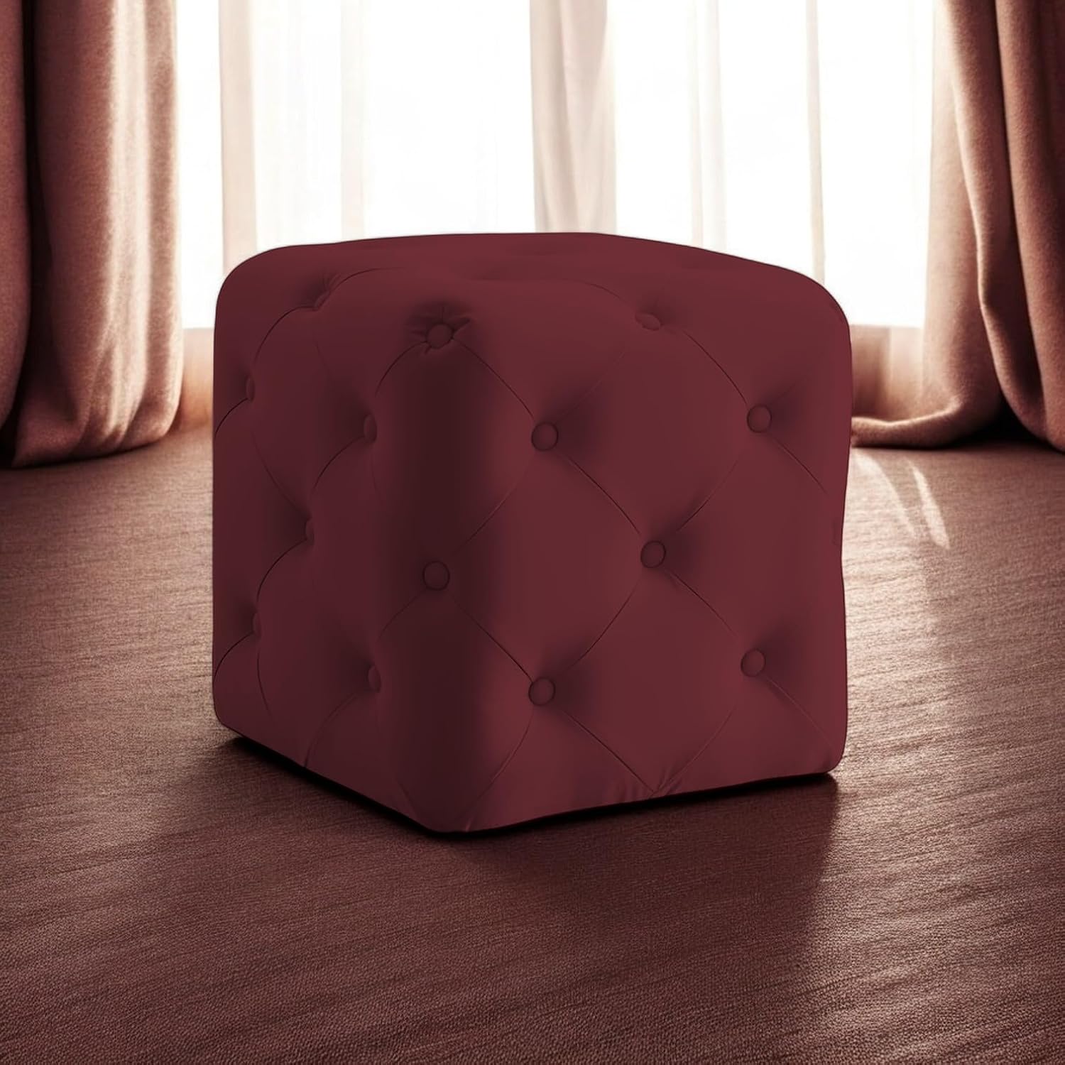 Luxurious Tufted Cube Ottoman