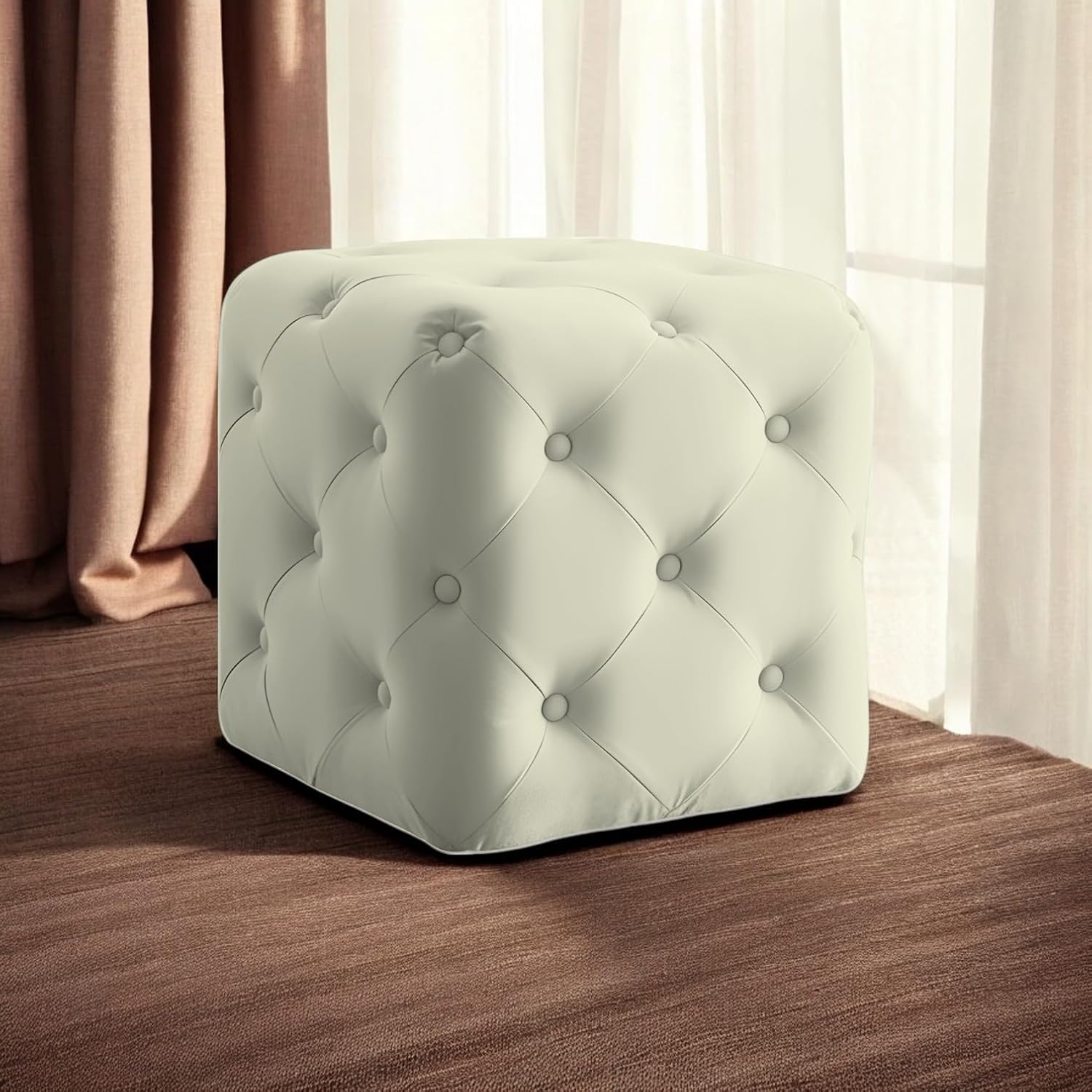 Luxurious Tufted Cube Ottoman
