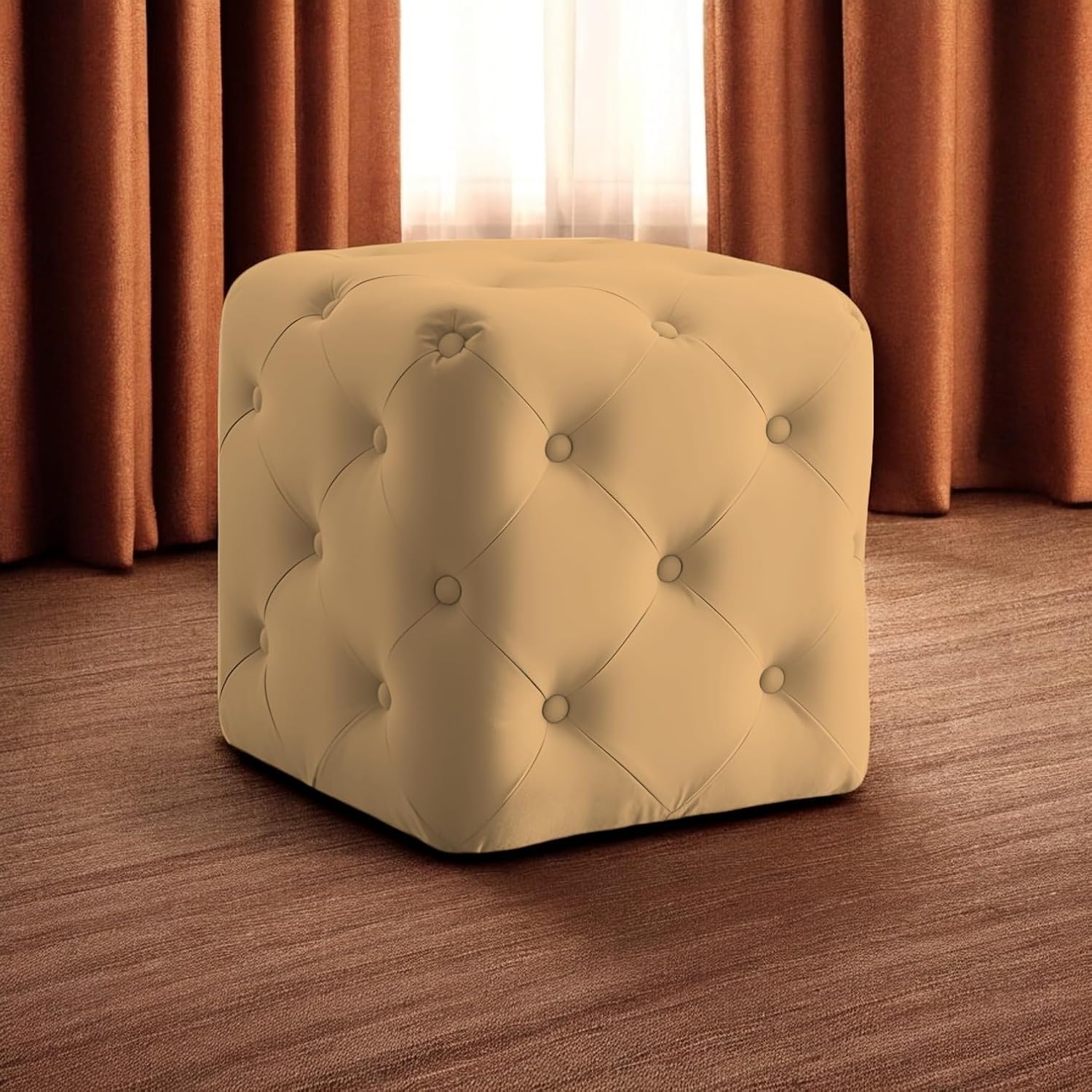 Luxurious Tufted Cube Ottoman