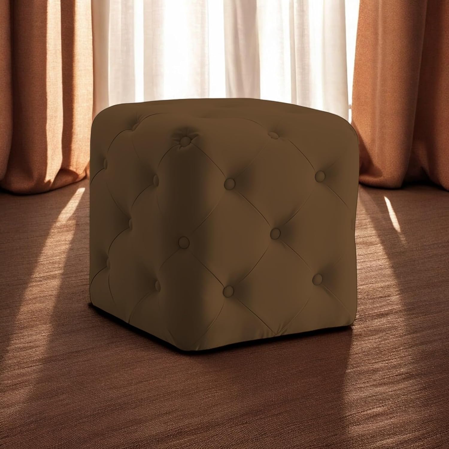 Luxurious Tufted Cube Ottoman