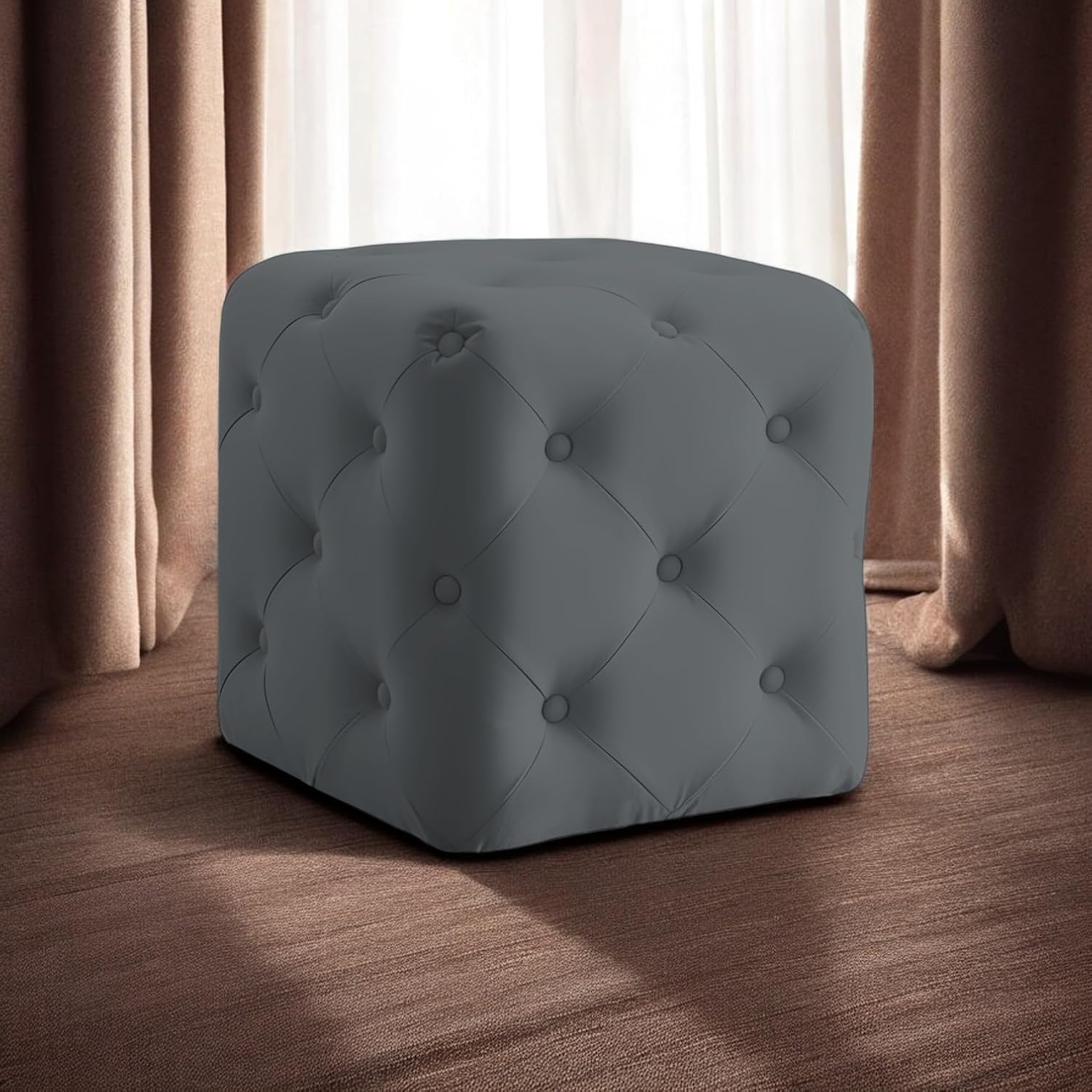 Luxurious Tufted Cube Ottoman