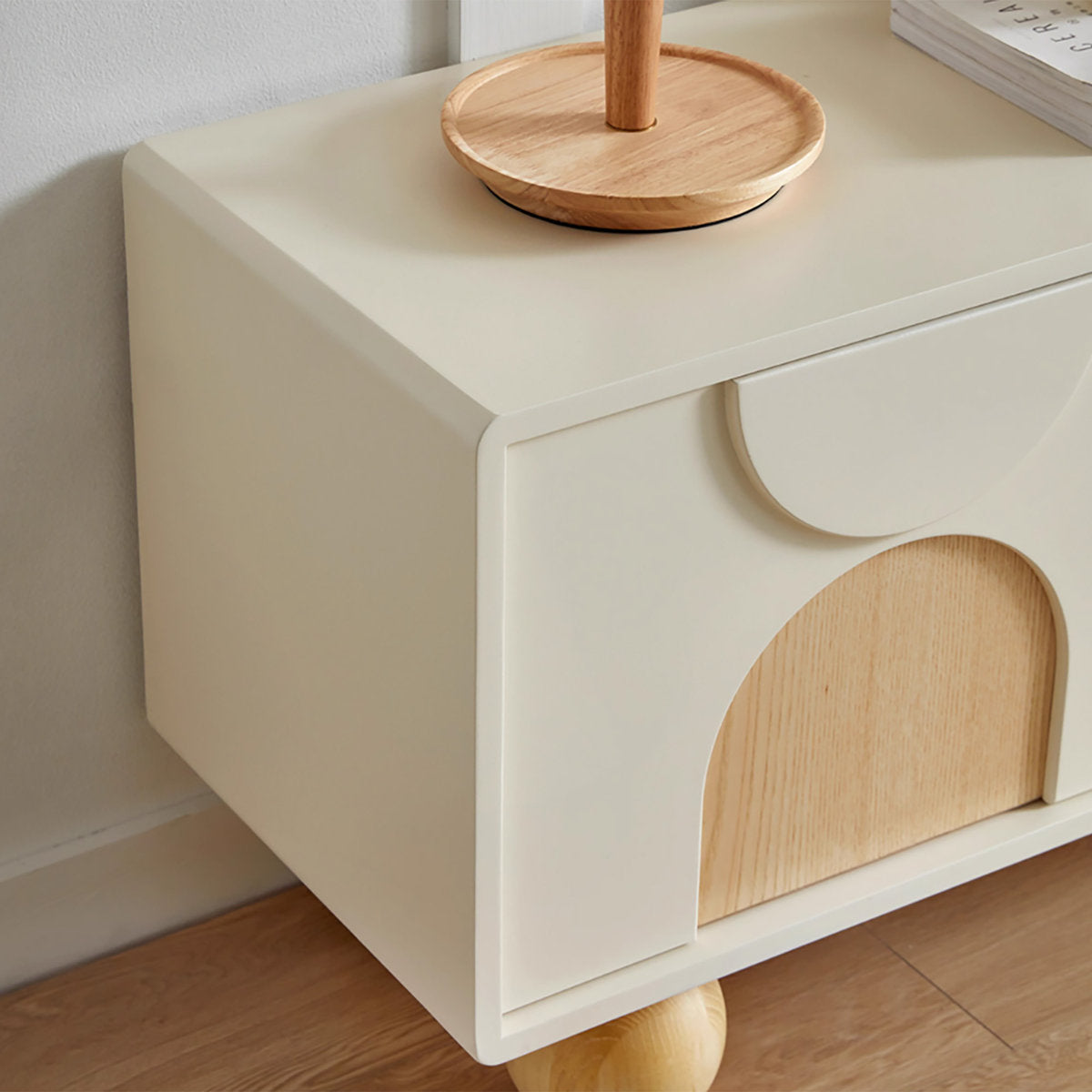 78.7'' W Beige Storage Tv Stand Solid Wood Cabinet For Living Room Five Legs