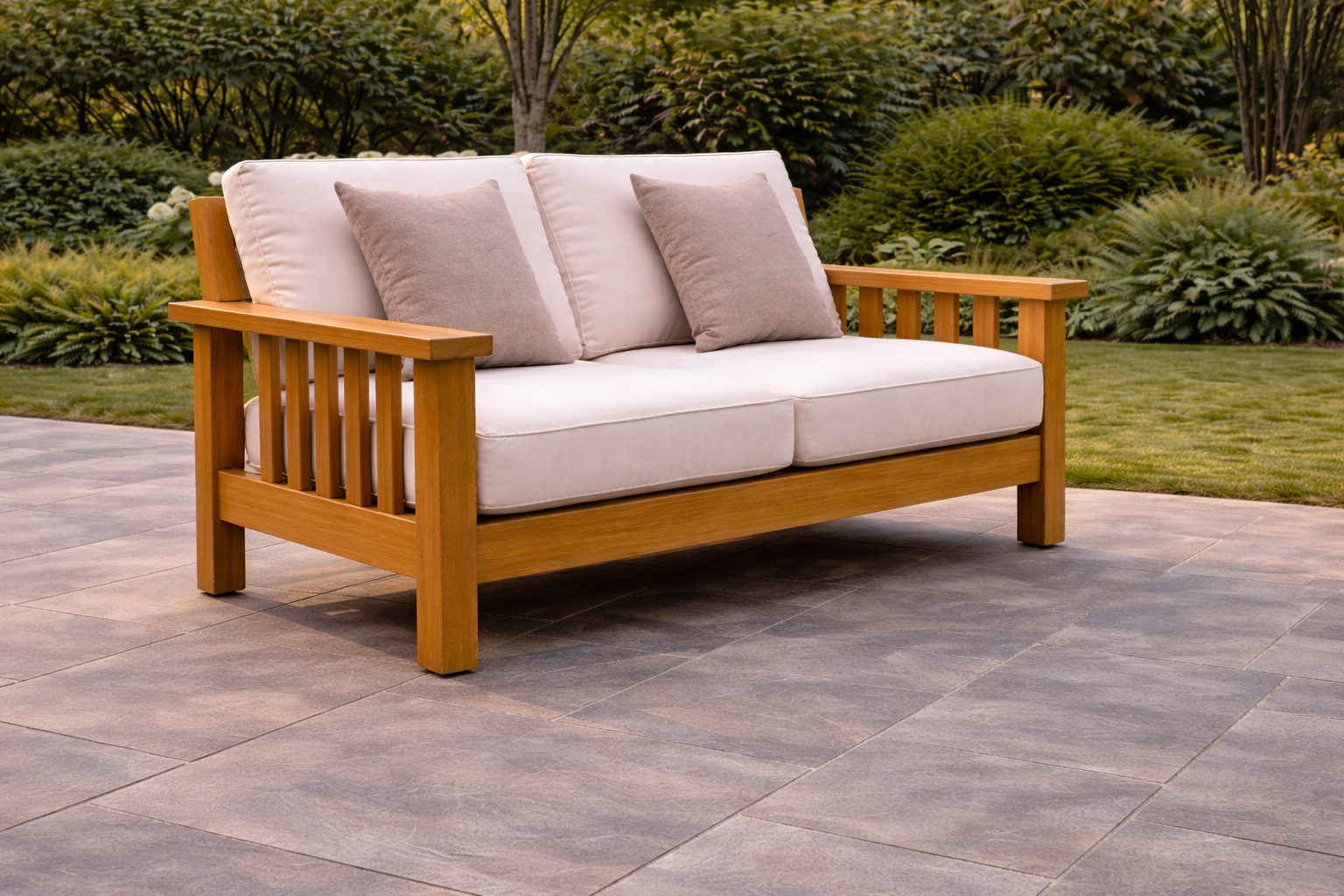 Urban Teak Wood 2 Seater Sofa Front View | Mamta Handicraft