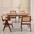 Astera Sheesham Wood 4 Seater Dining Set with Natural Cane Chairs