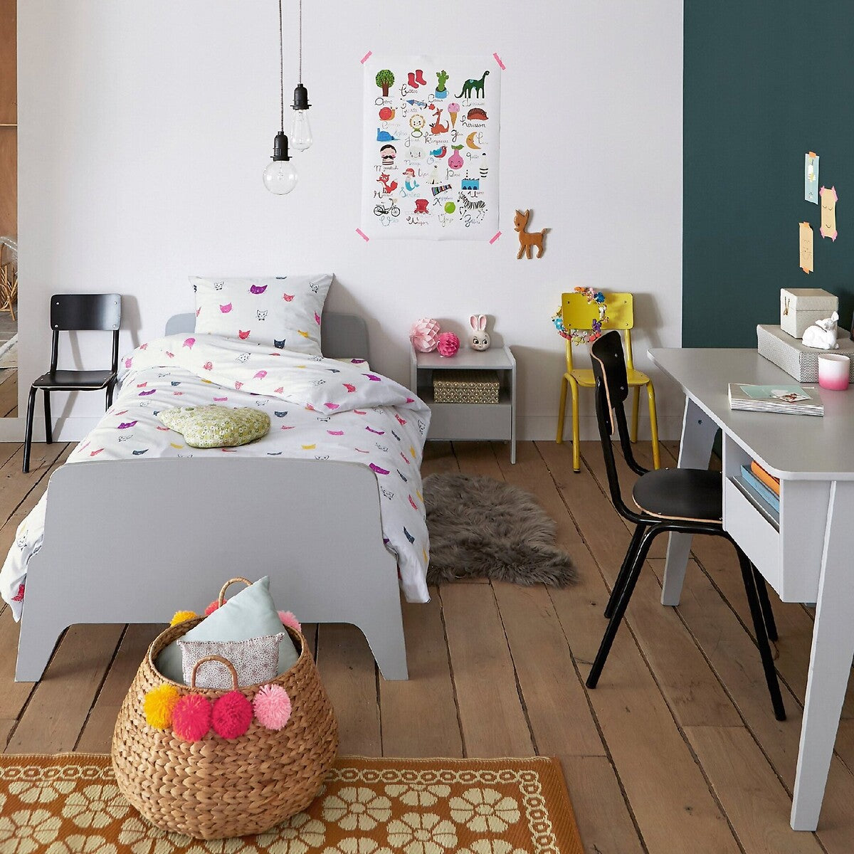 Retro vintage style bed, 1 person, Adil