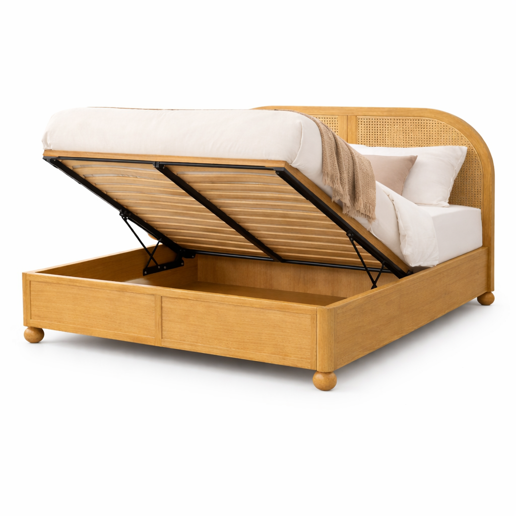 Valencia Rattan Hydraulic Bed Front View | Mamta Handicraft
