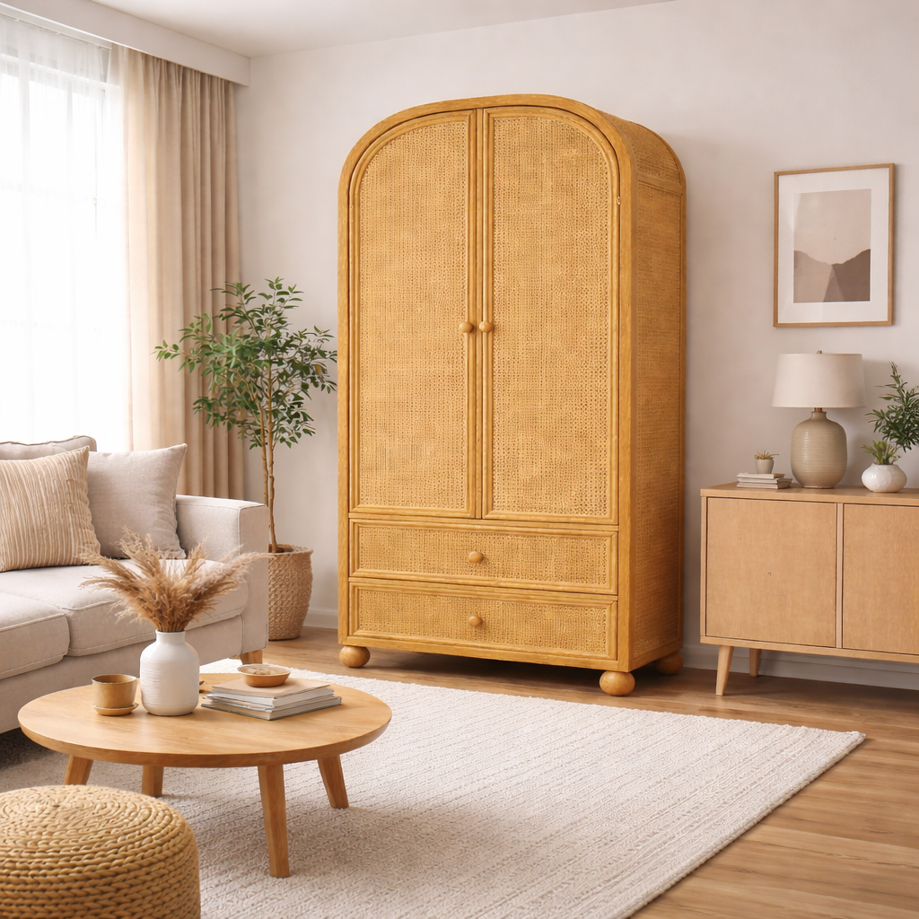 Valencia Rattan Wardrobe Bedroom Lifestyle | Mamta Handicraft