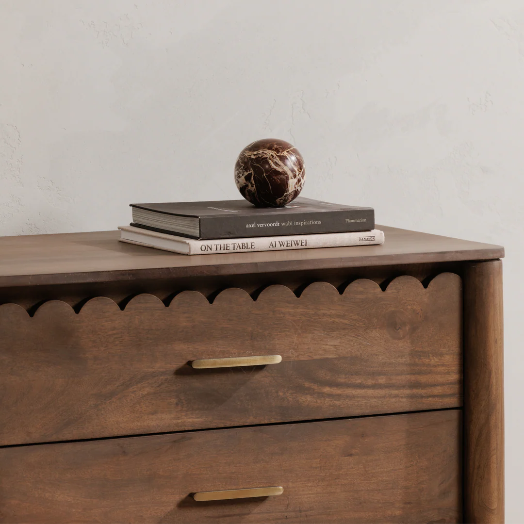 scalloped dresser daVinci Sammy Scallop 6-Drawer in Light Sage bedroom essentials Indiana Scalloped Dresser Solid