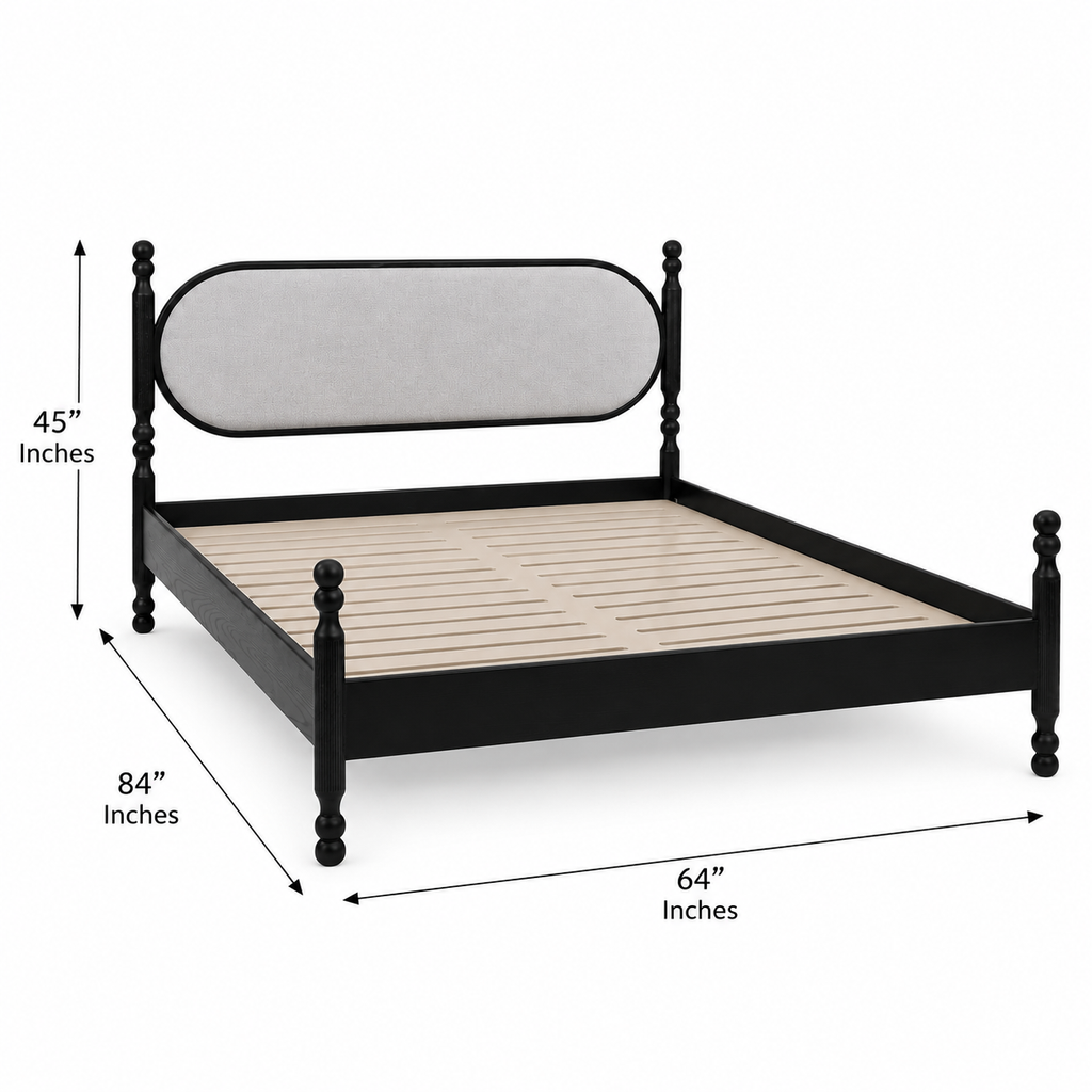 Kingsley Solid Wood Bed with Upholstered Headboard