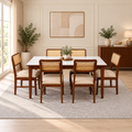 Modern Ceramic Top Dining Table Set with Chairs-6 Seater