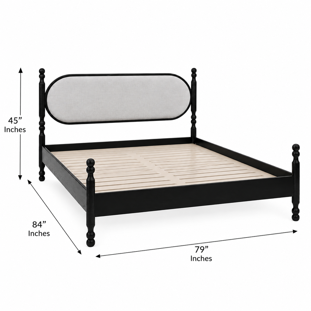 Kingsley Solid Wood Bed with Upholstered Headboard