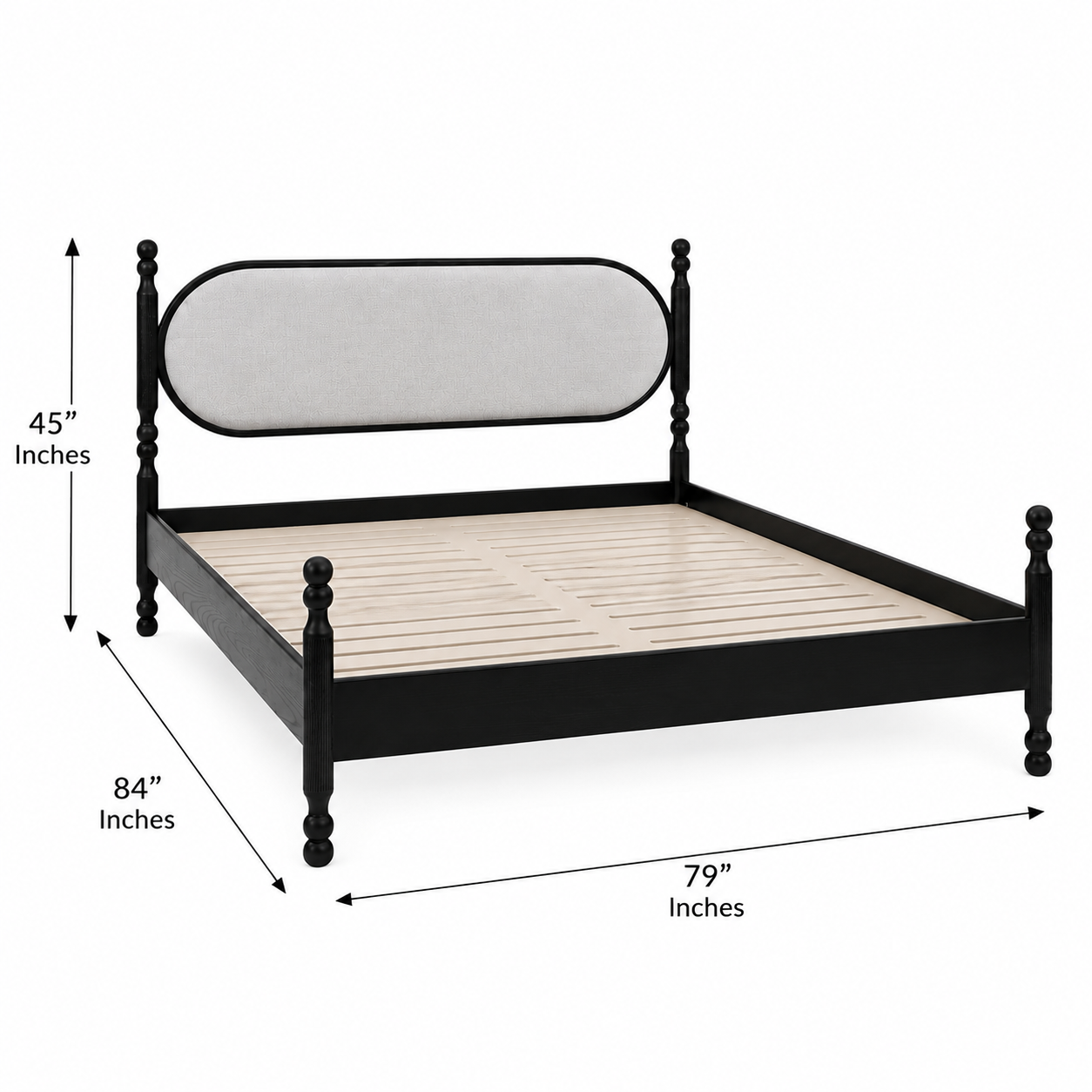 Kingsley Solid Wood Bed with Upholstered Headboard
