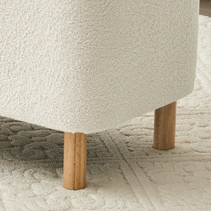 39.5" Boucle Storage Ottoman Bench for Living Room Bedroom Foot Rest End of Bed Wood Leg