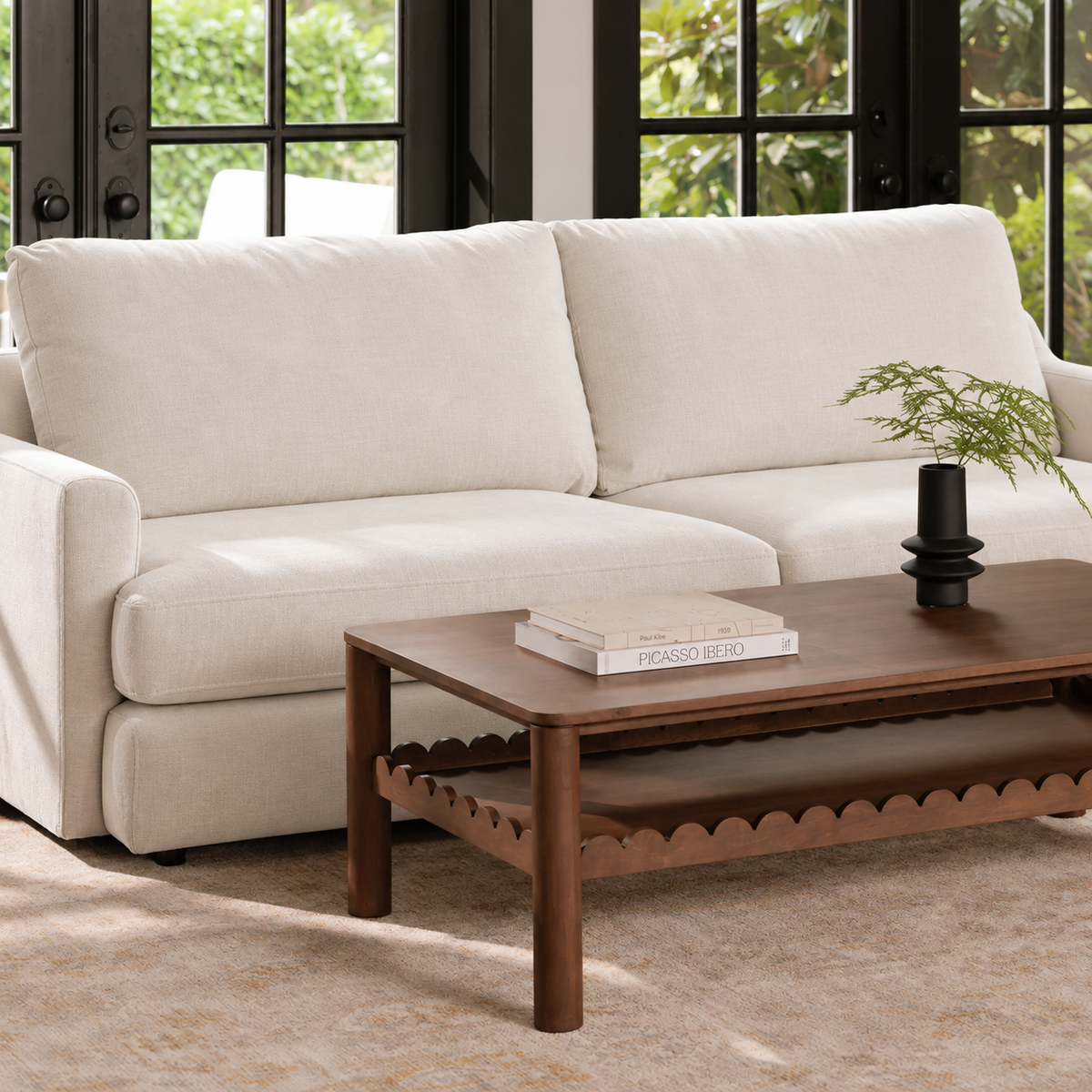 Indiana Scalloped Edge Solid Wood Coffee Table – Modern