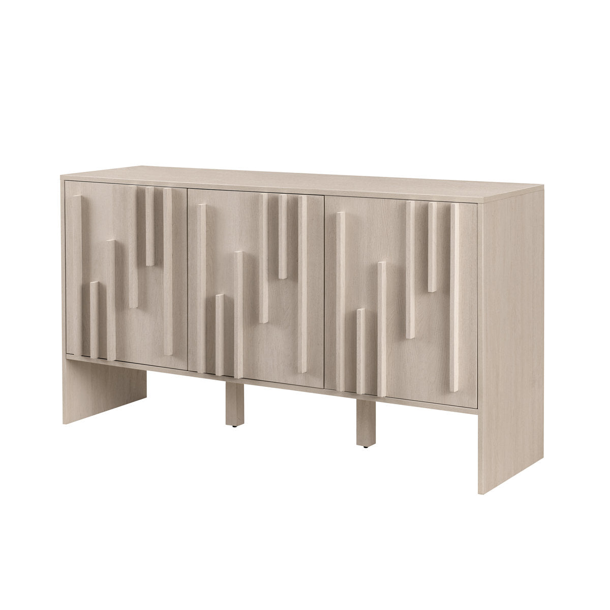 Anishka 55" Contemporary Wood Detailed 3-Door Sideboard