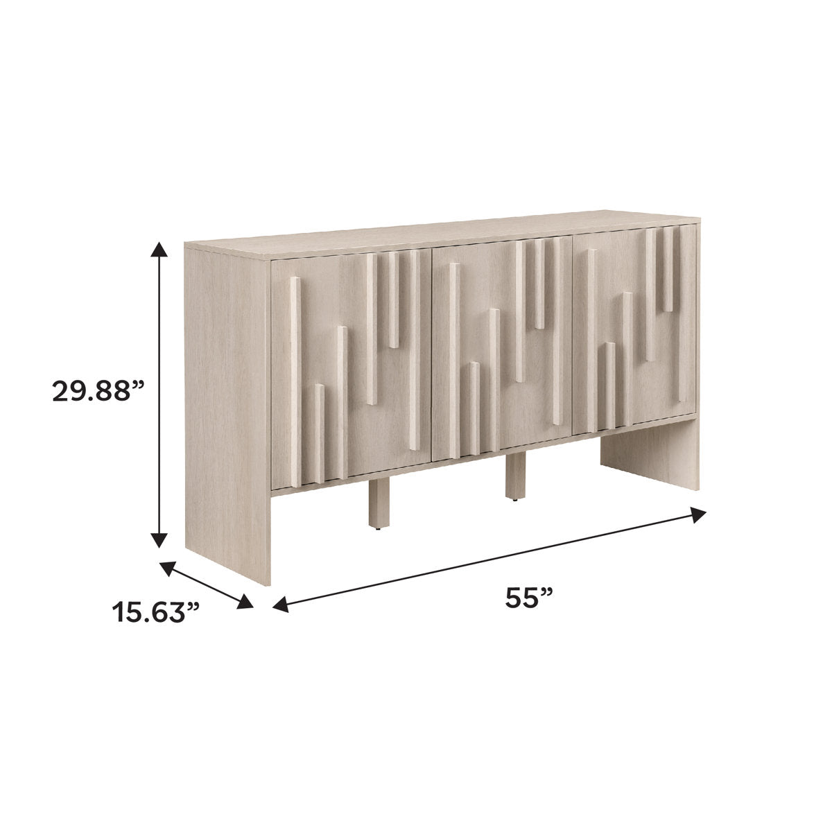 Contemporary 3-Door Solid Wood Sideboard | Mamta Handicraft