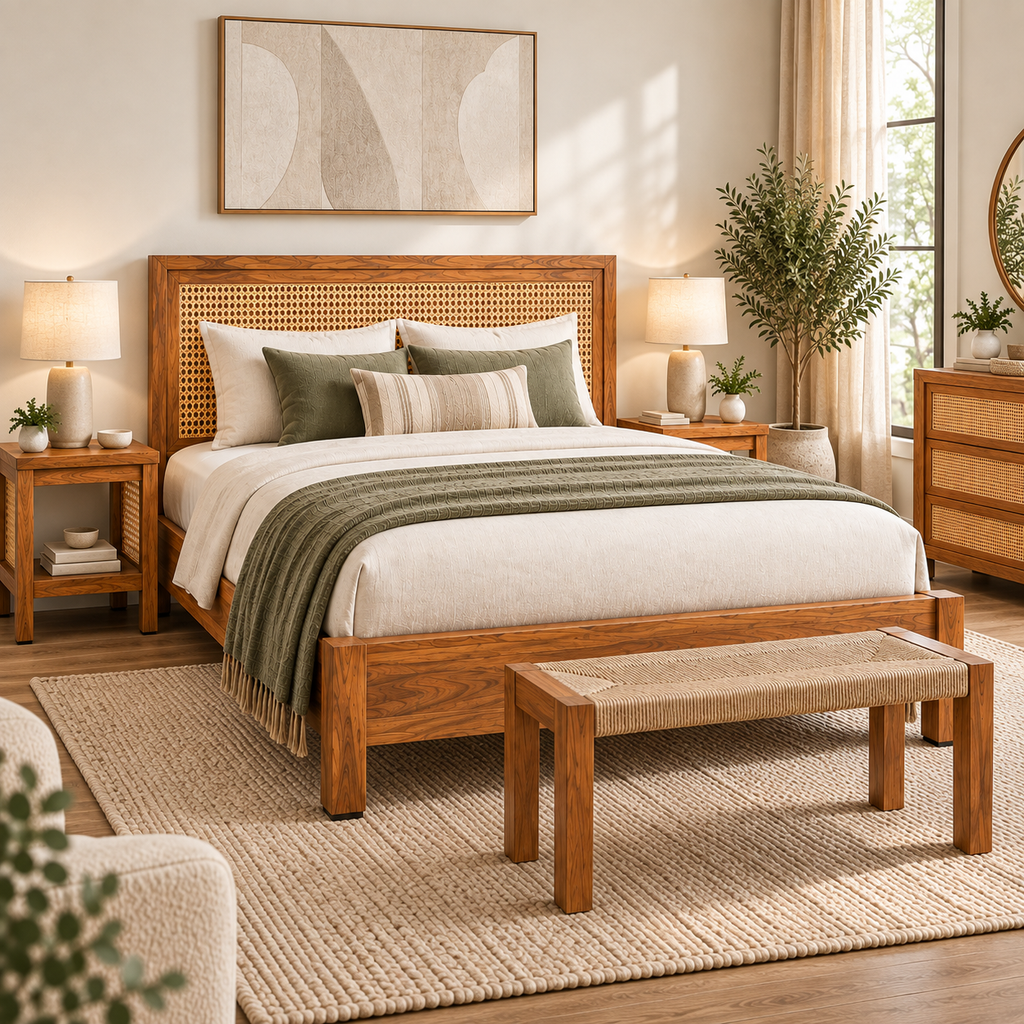 Arizona Teak Wood Cane Bed