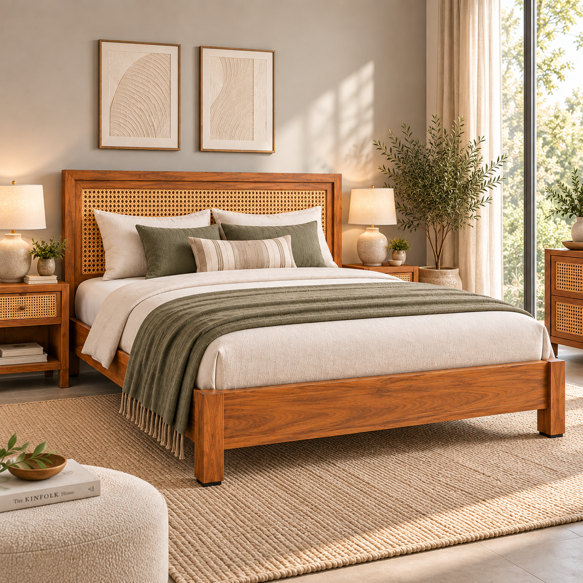 Arizona Teak Wood Cane Bed