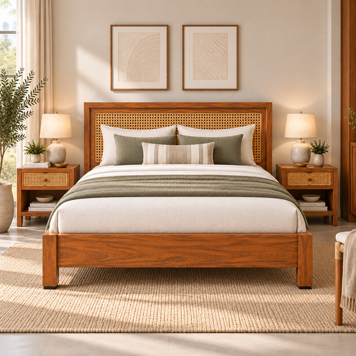 Arizona Teak Wood Cane Bed
