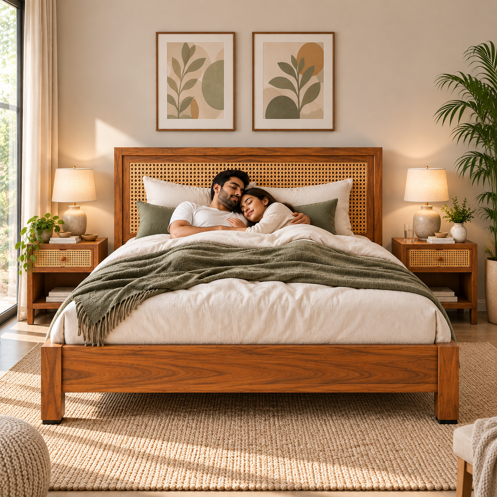 Arizona Teak Wood Cane Bed