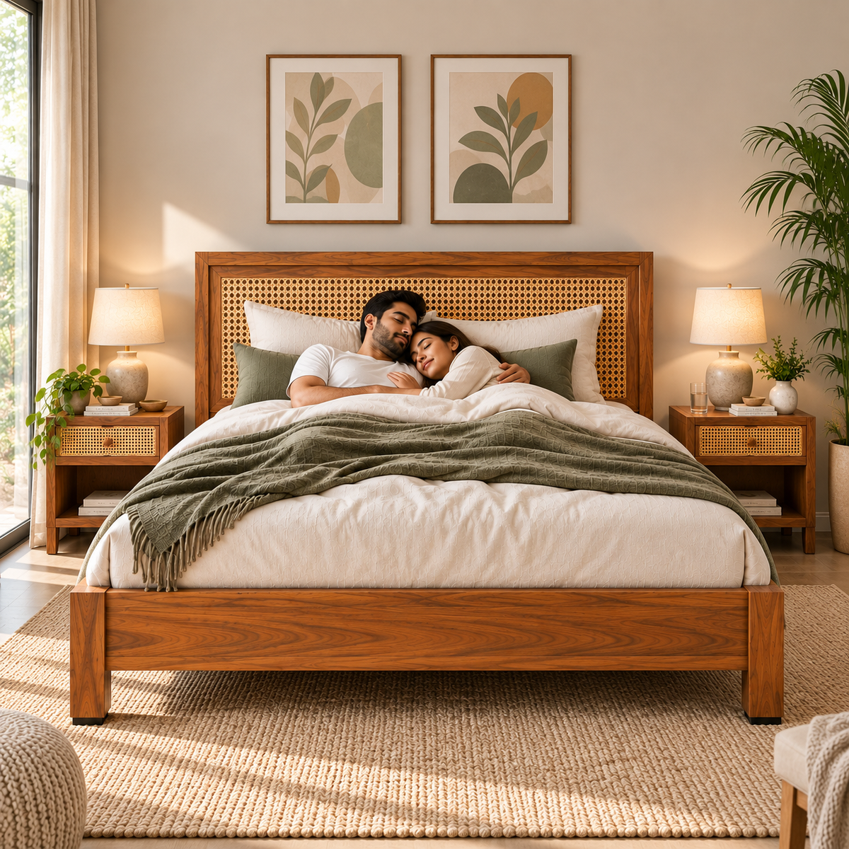Arizona Teak Wood Cane Bed