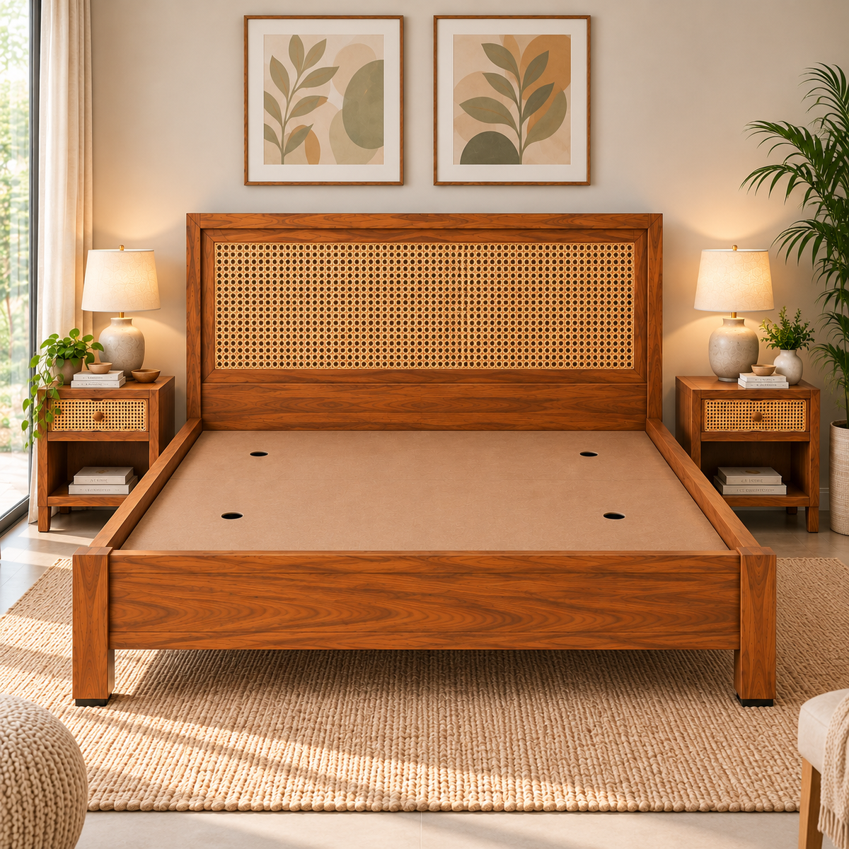Arizona Teak Wood Cane Bed