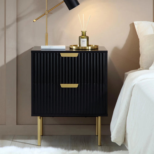 {"alt" => "Velin Mango Wood Ridged 2-Drawer Bedside Table | Mamta Handicraft"}